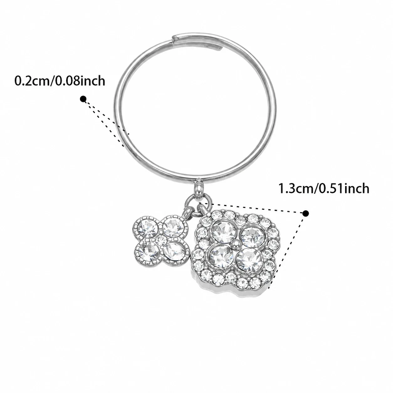 Ornate CZ Clover Station Stainless Steel Jewelry Set - Silver White CZ