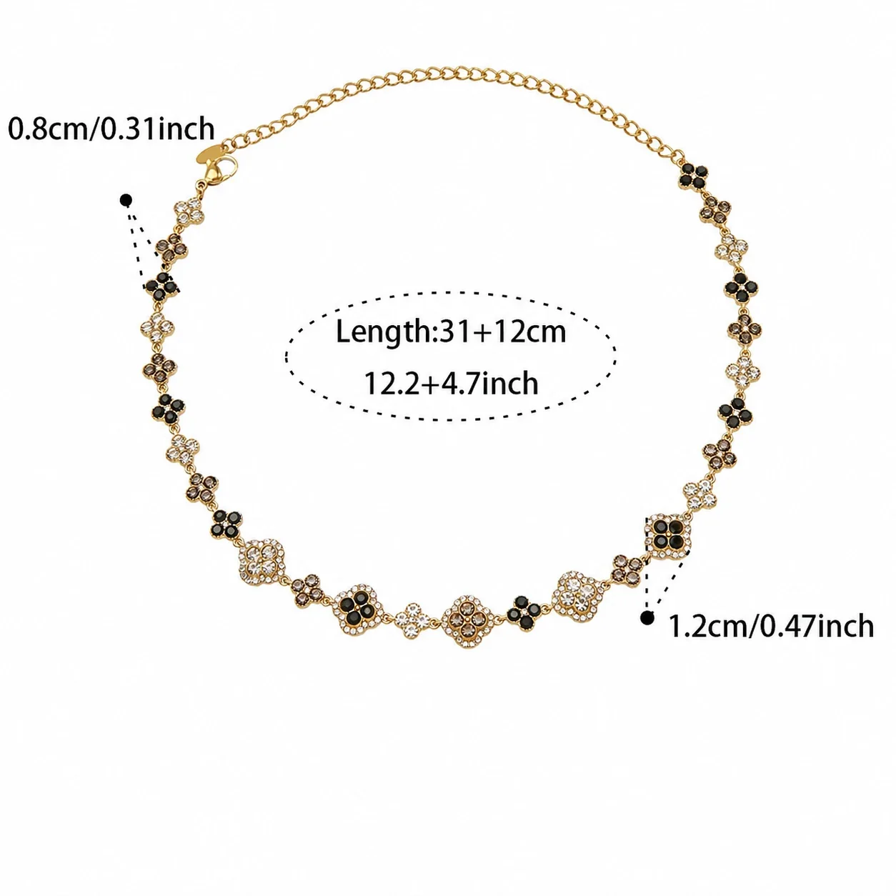Ornate CZ Clover Station Stainless Steel Jewelry Set - Gold Blue CZ 31+12 cm
