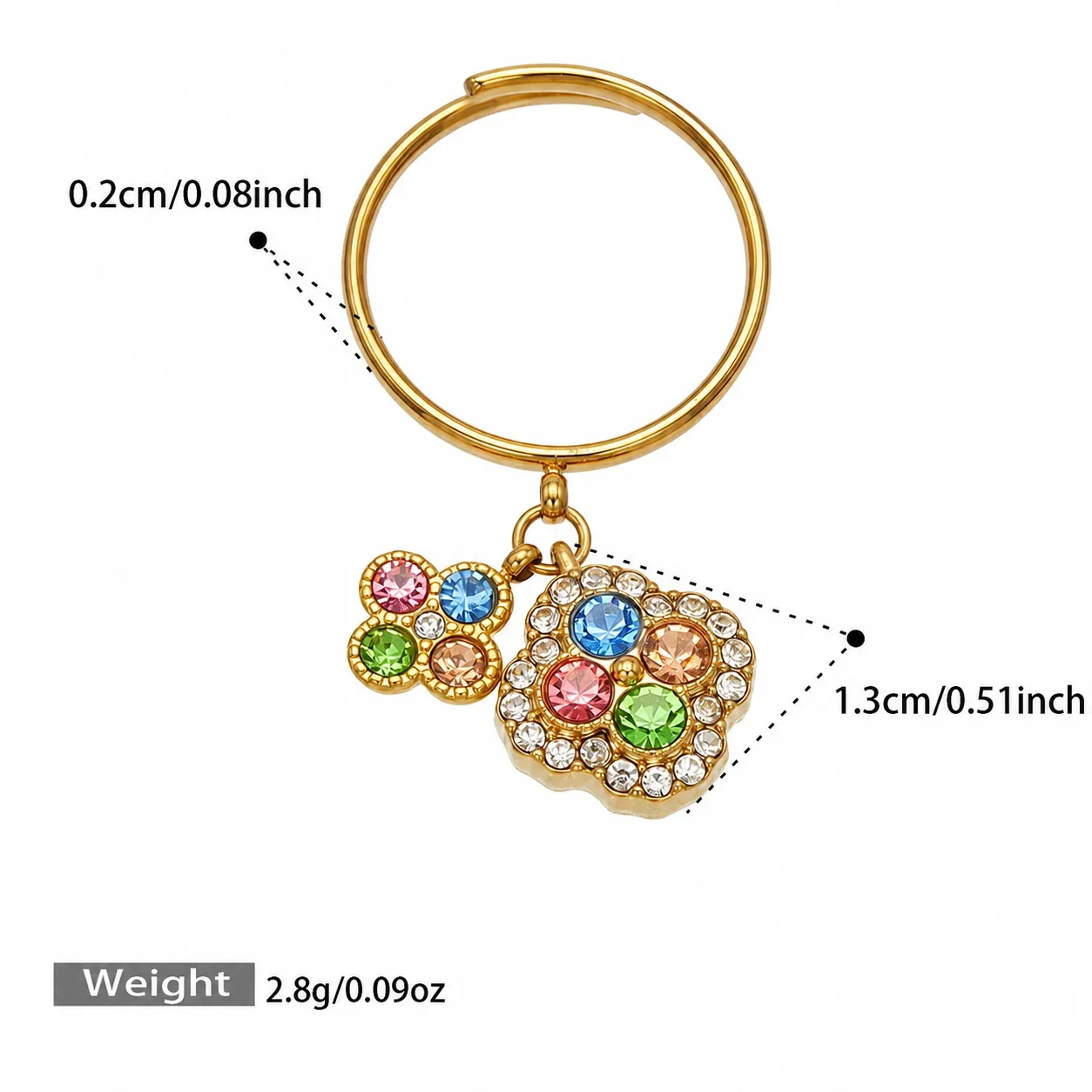 Ornate CZ Clover Station Stainless Steel Jewelry Set - Gold Multicolor CZ