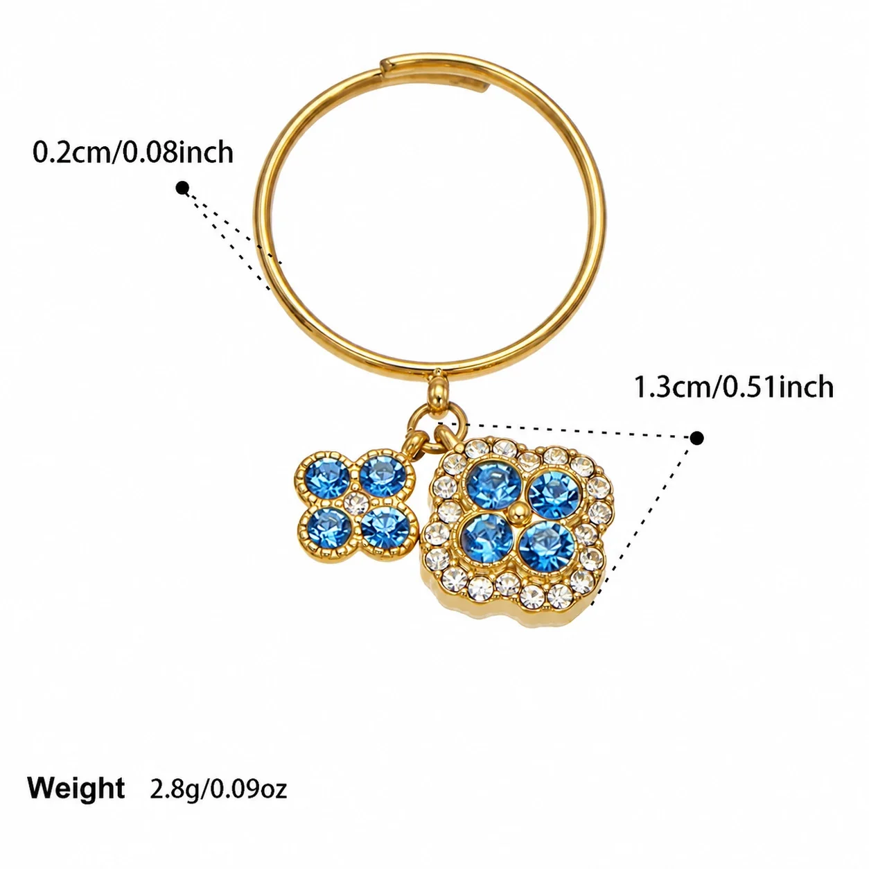 Ornate CZ Clover Station Stainless Steel Jewelry Set - Gold Blue CZ