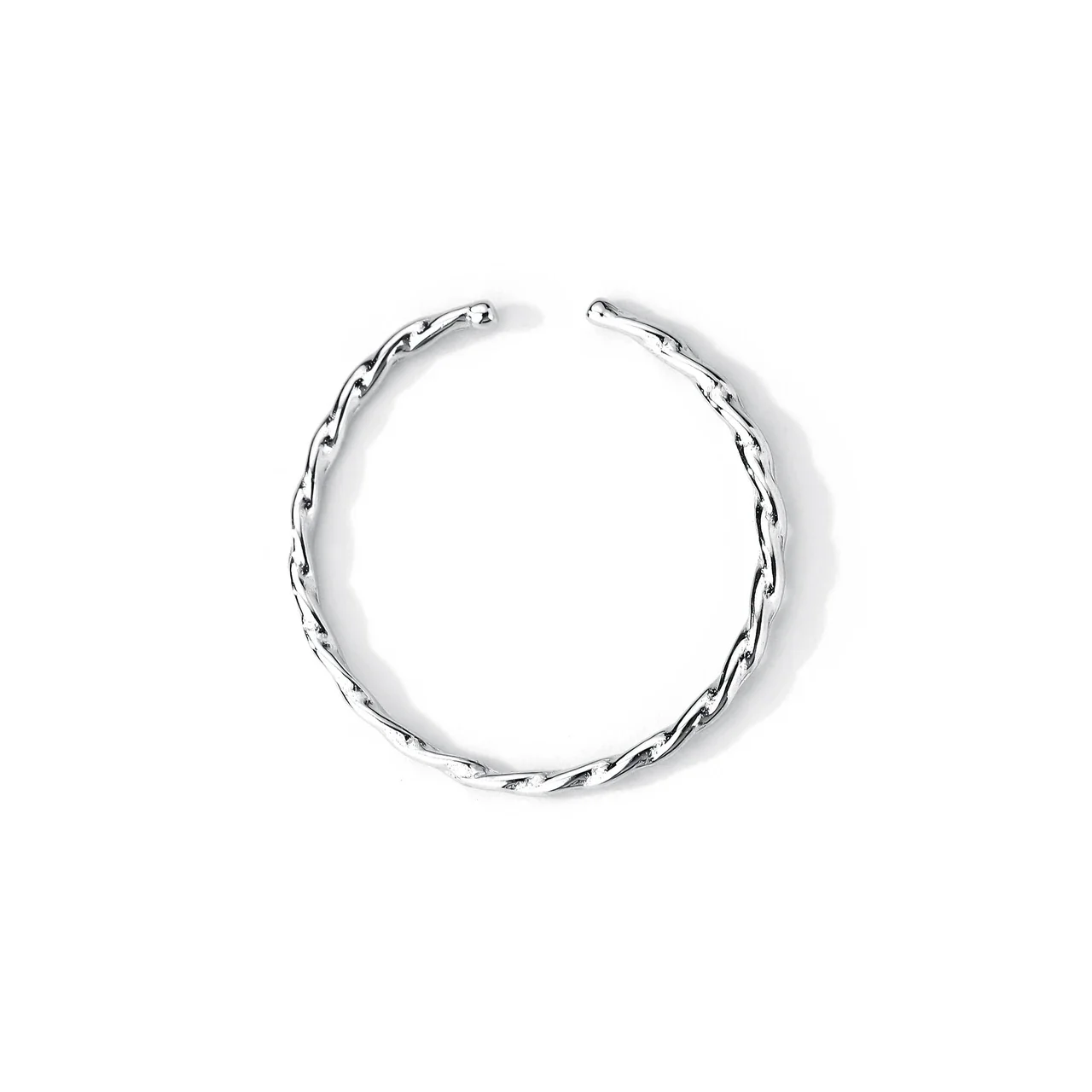 Delicate Twisted Open-Front 925 Sterling Silver Ring