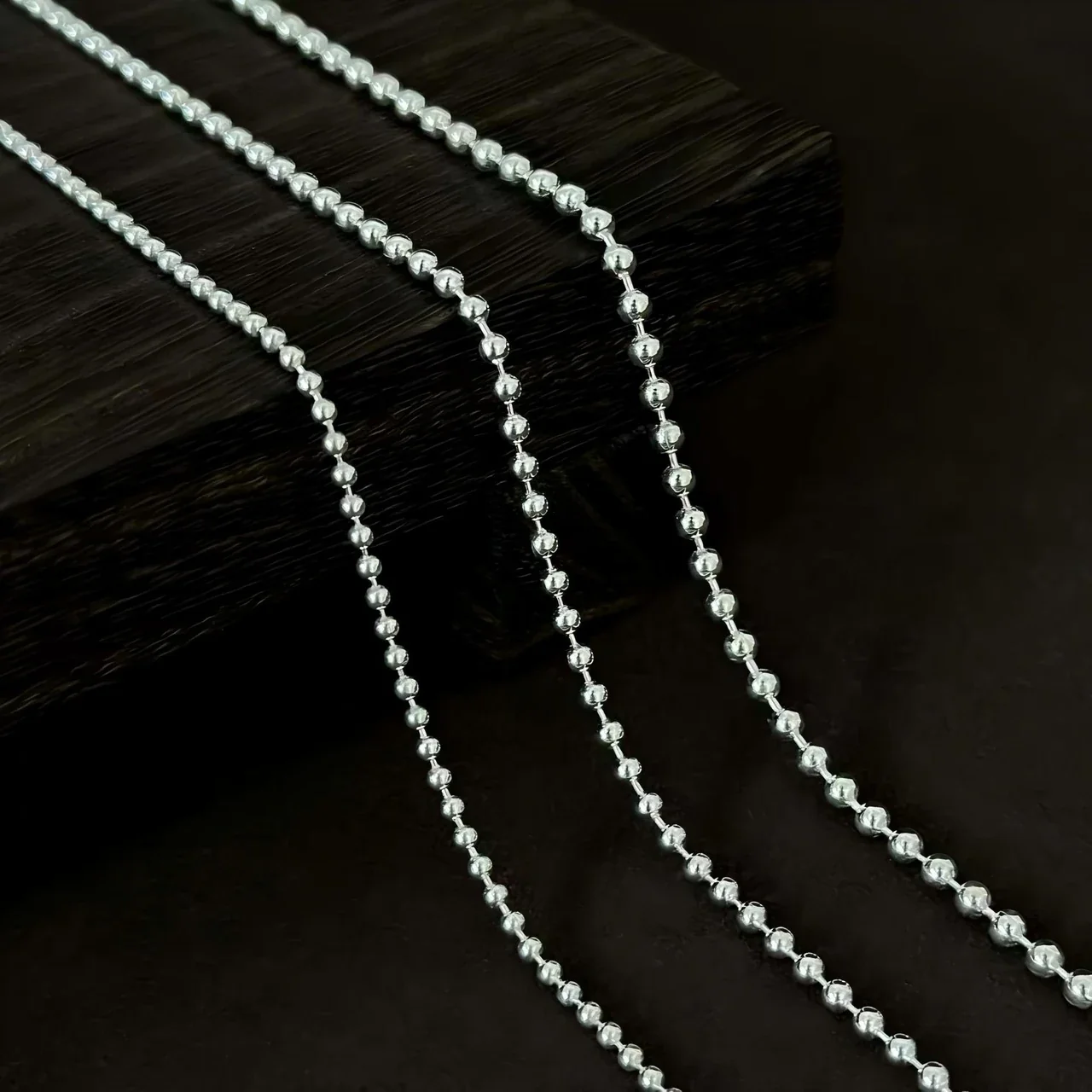 Polished 925 Sterling Silver Round Bead Chain Necklace
