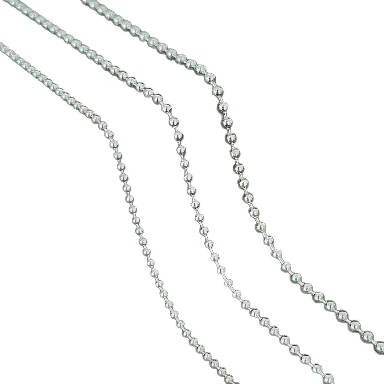 Polished 925 Sterling Silver Round Bead Chain Necklace