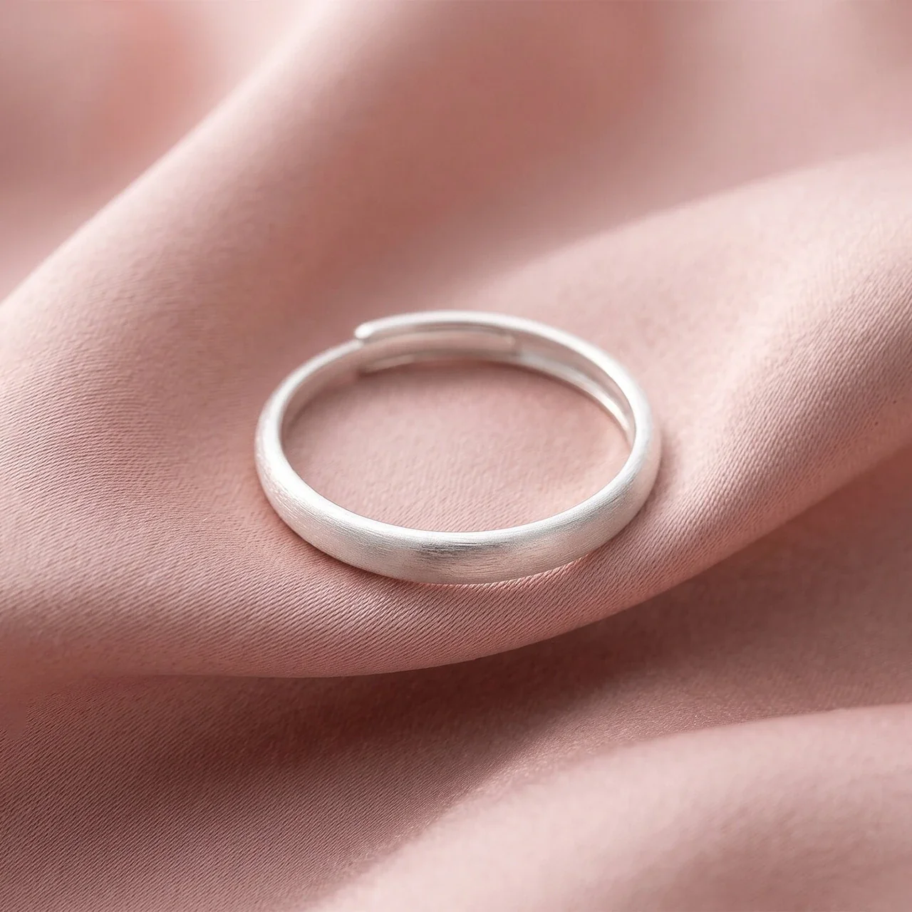 Brushed Open-Front 925 Sterling Silver Slim Band Ring