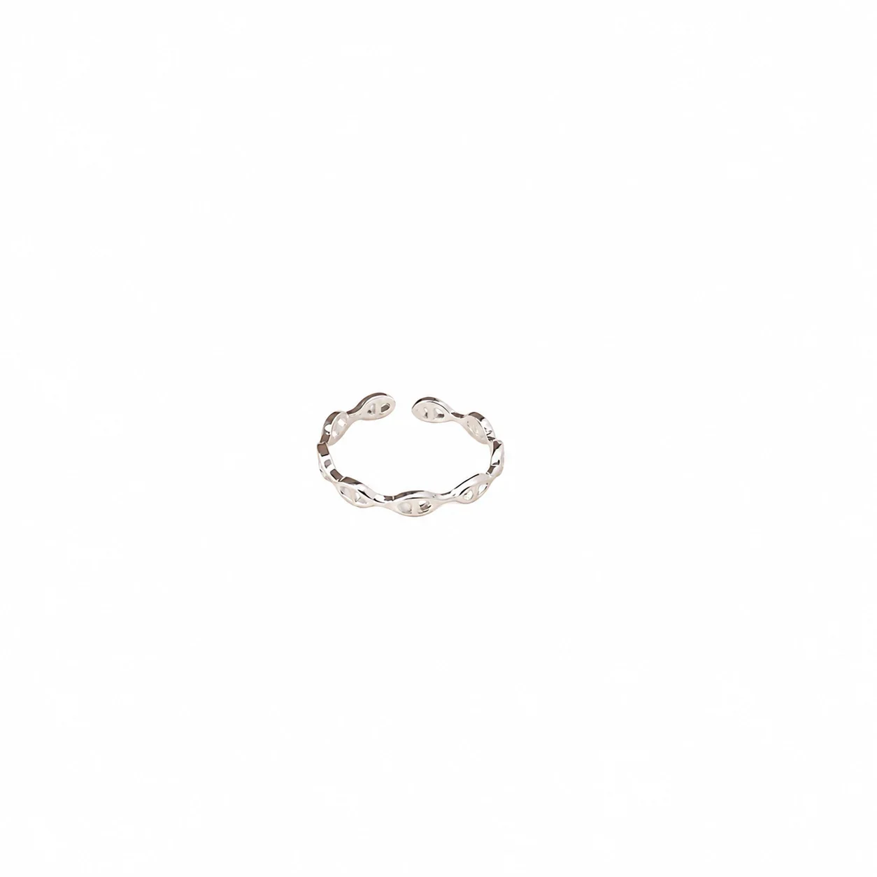 Playful 925 Sterling Silver Oval Cutout Open-Front Ring