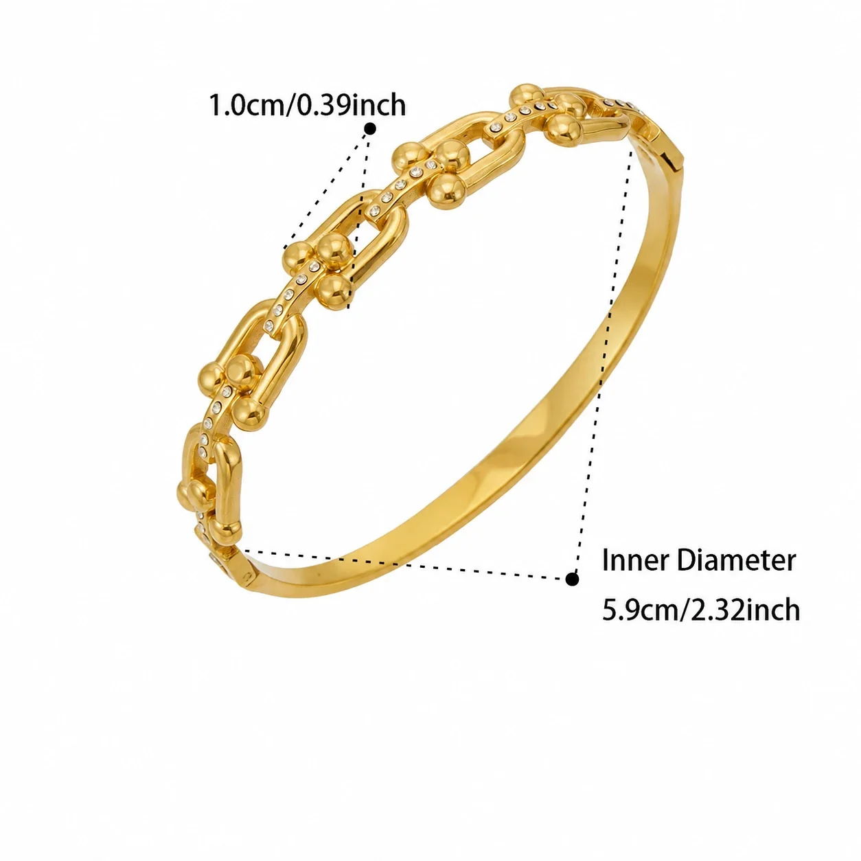 Luminous Open Heart Gold-Plated Cubic Zirconia Bangle - Gold Openwork CZ