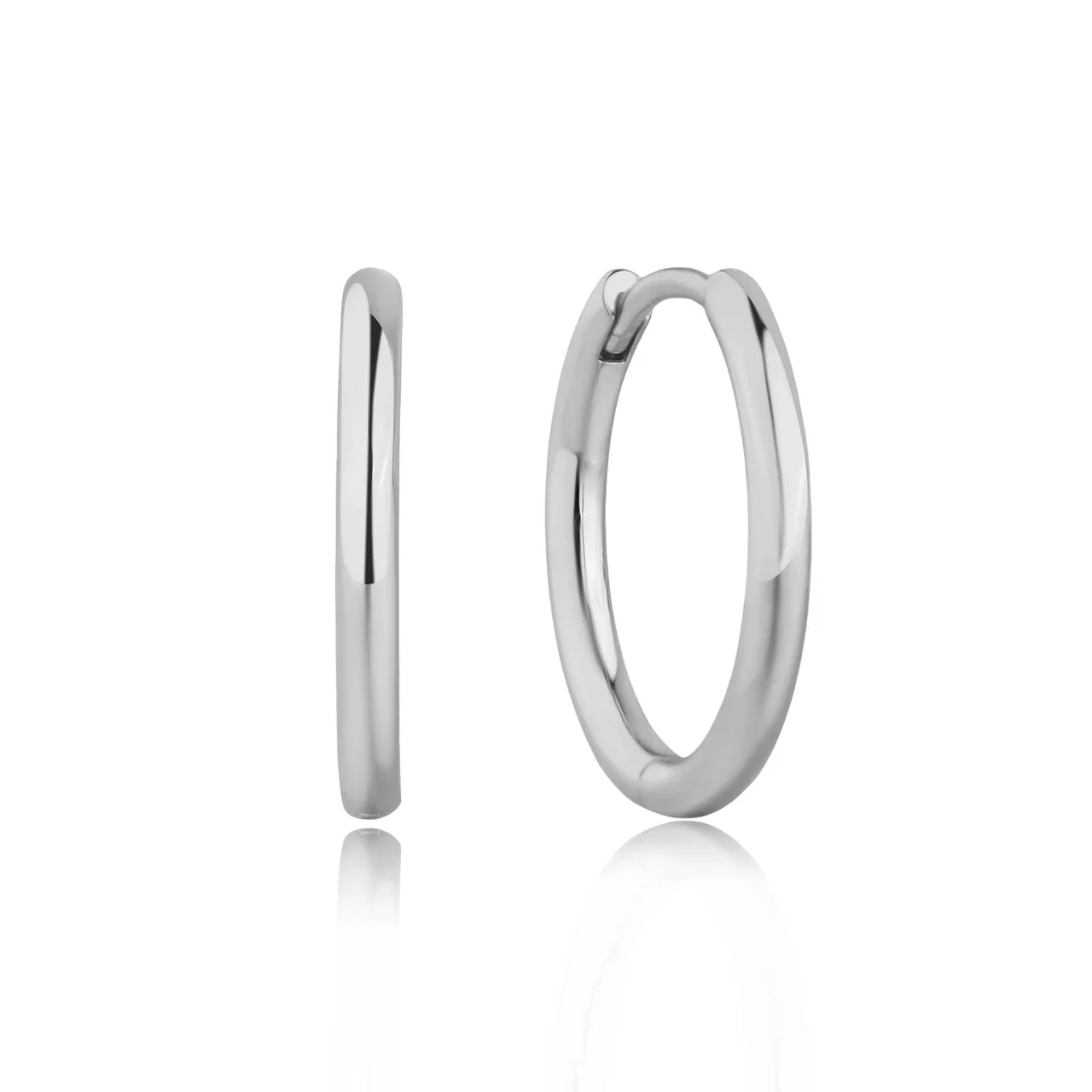 Sculptural 925 Sterling Silver Polished Oval Hoop Earrings