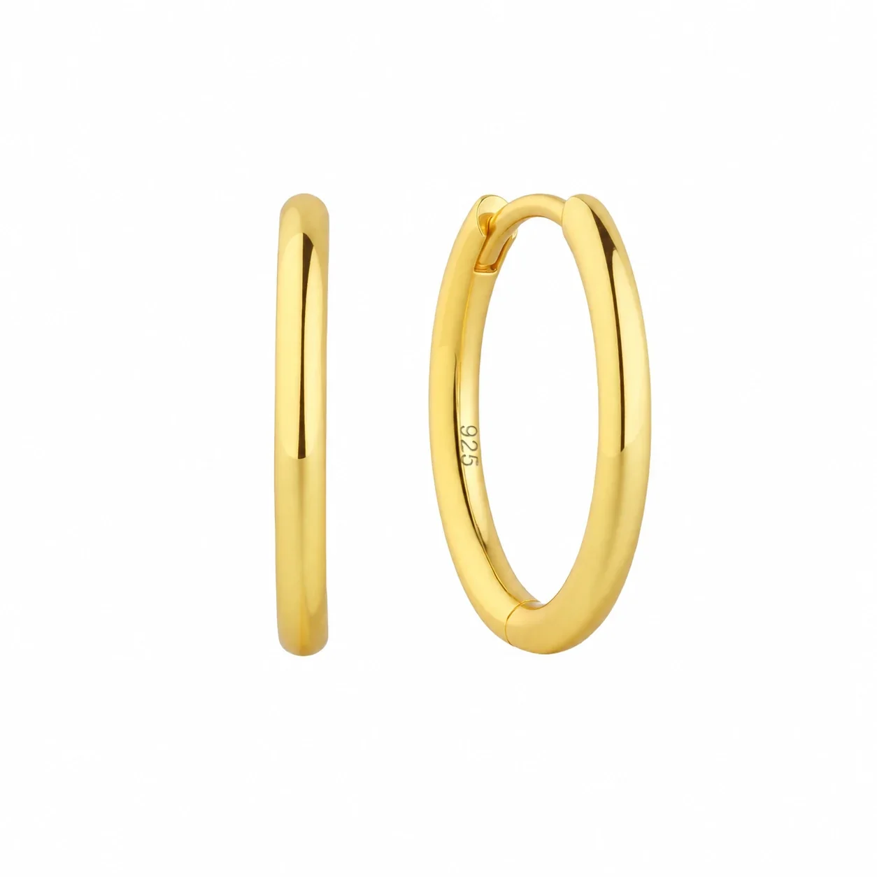 Sculptural 925 Sterling Silver Polished Oval Hoop Earrings