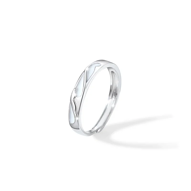 Whale Tail 925 Sterling Silver Blue Crystal Prong-Set Ring - Men's Style