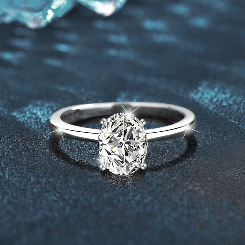 Radiant Oval Four-Prong 925 Sterling Silver Solitaire Ring