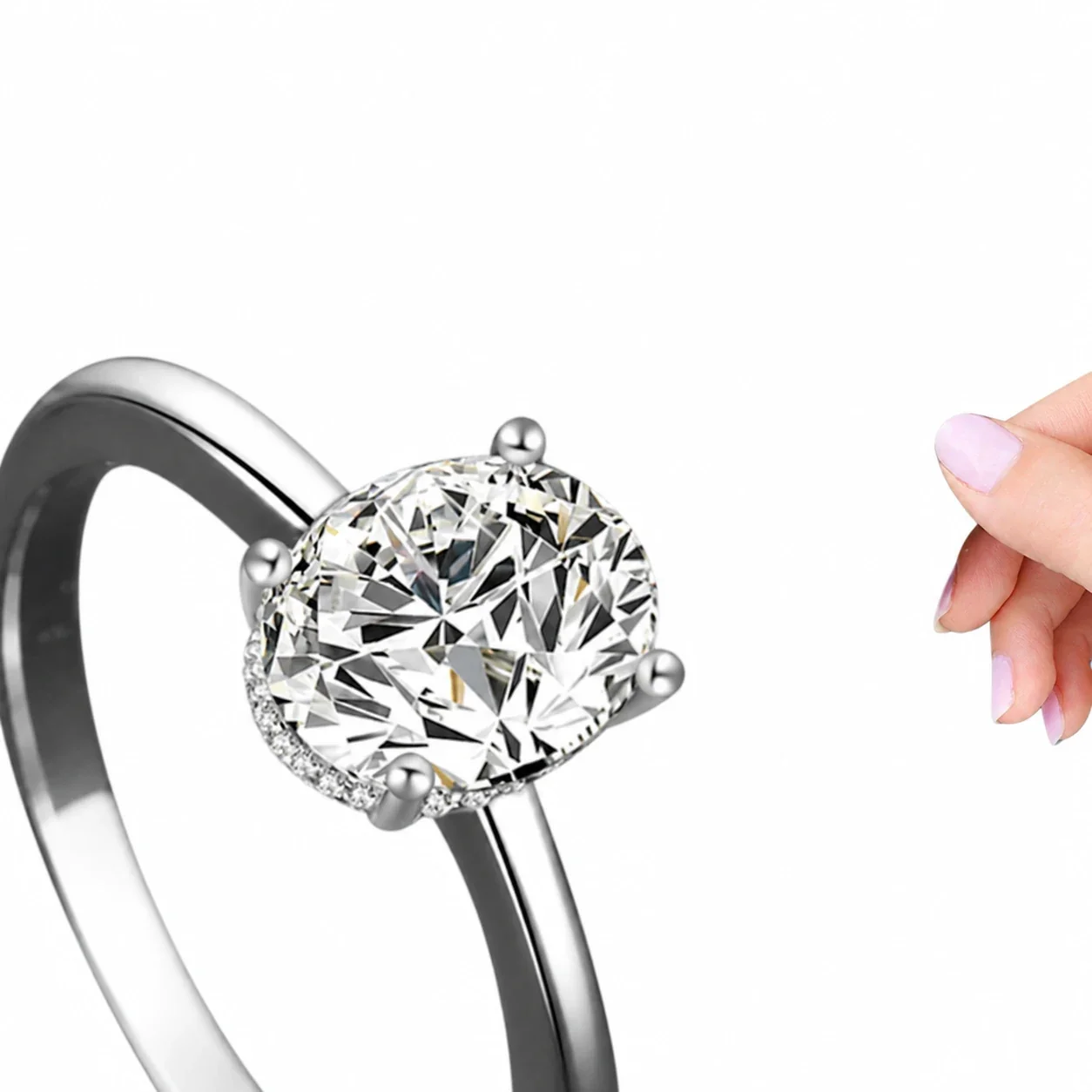 Radiant Oval Four-Prong 925 Sterling Silver Solitaire Ring