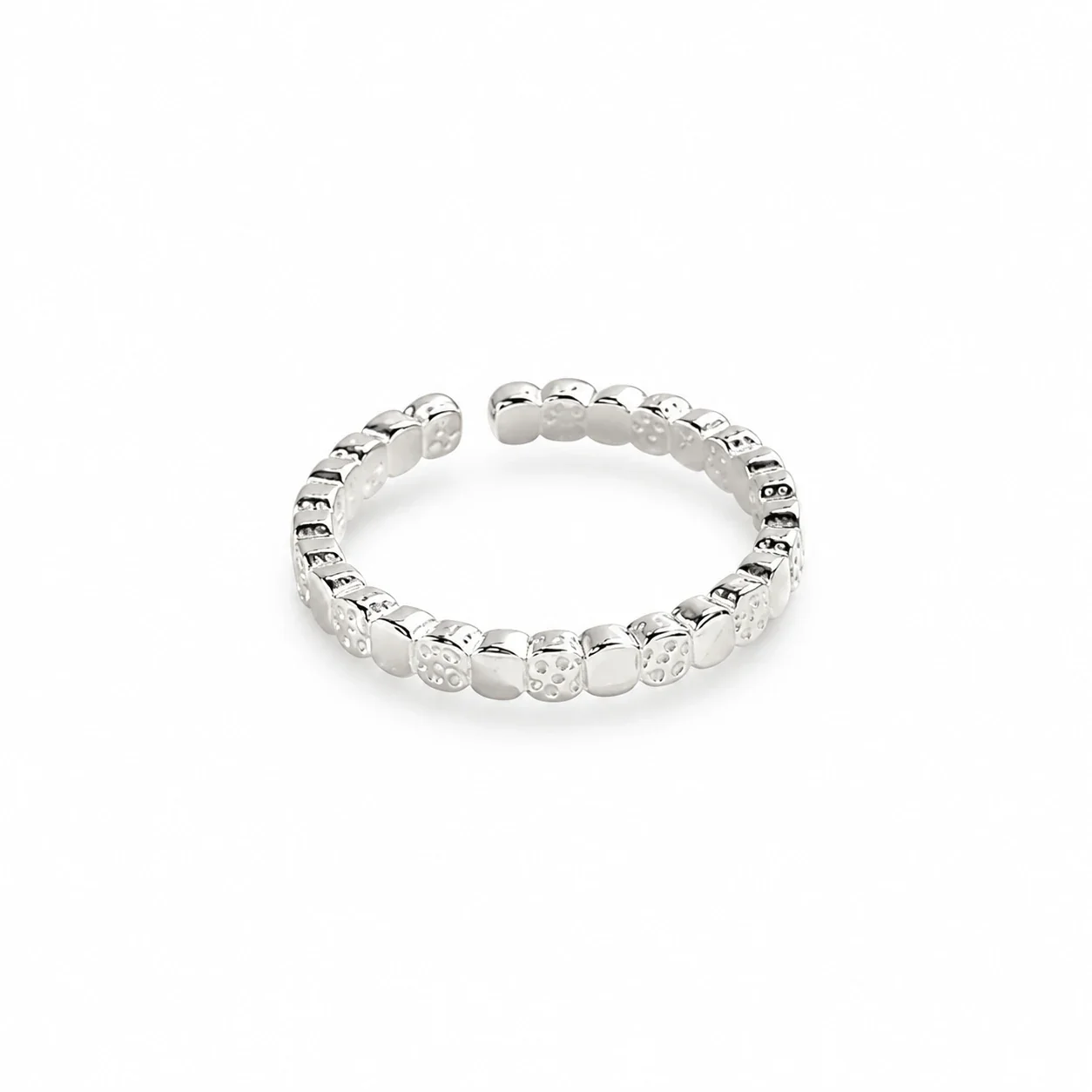 Polka Dot Geometric 925 Sterling Silver Open Ring