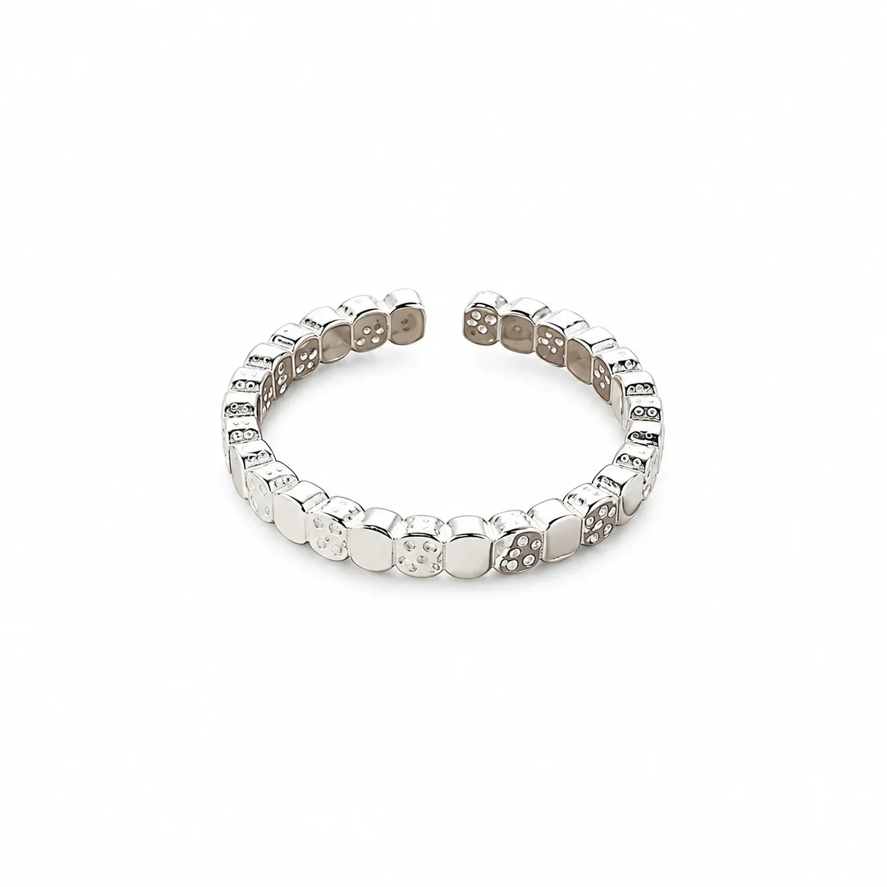 Polka Dot Geometric 925 Sterling Silver Open Ring