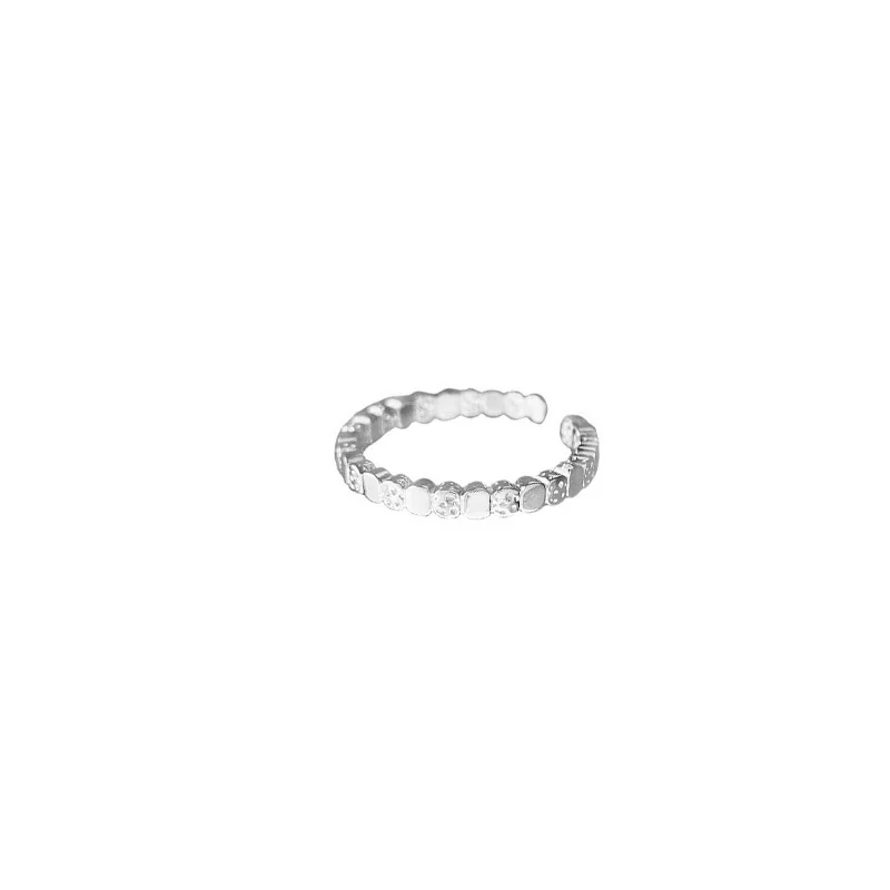 Polka Dot Geometric 925 Sterling Silver Open Ring