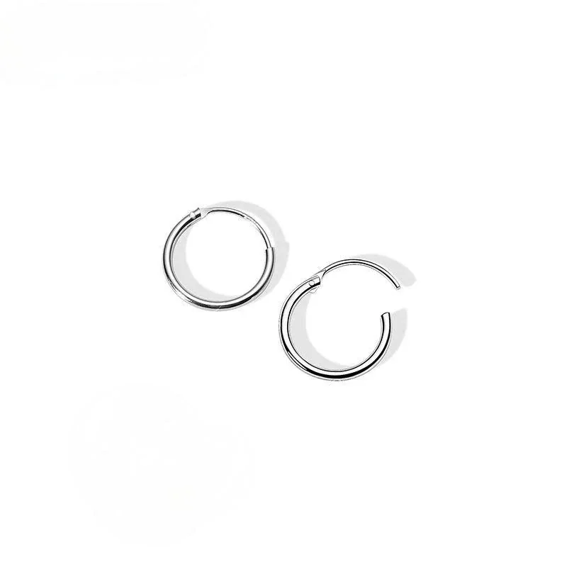 Minimal 925 Sterling Silver Fine-Wire Endless Hoop Earrings
