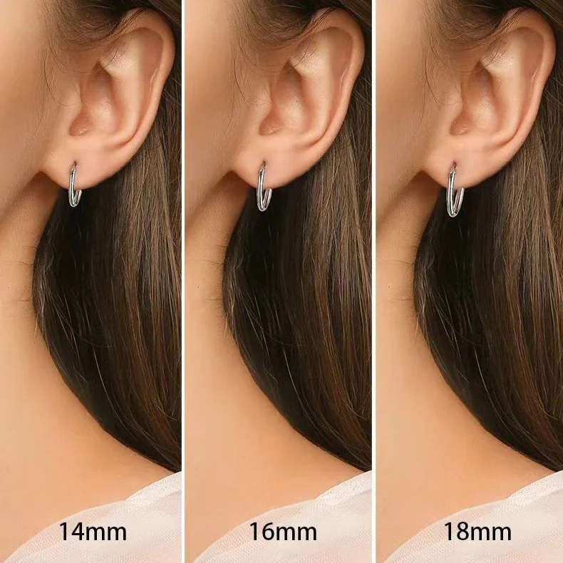 Minimal 925 Sterling Silver Fine-Wire Endless Hoop Earrings