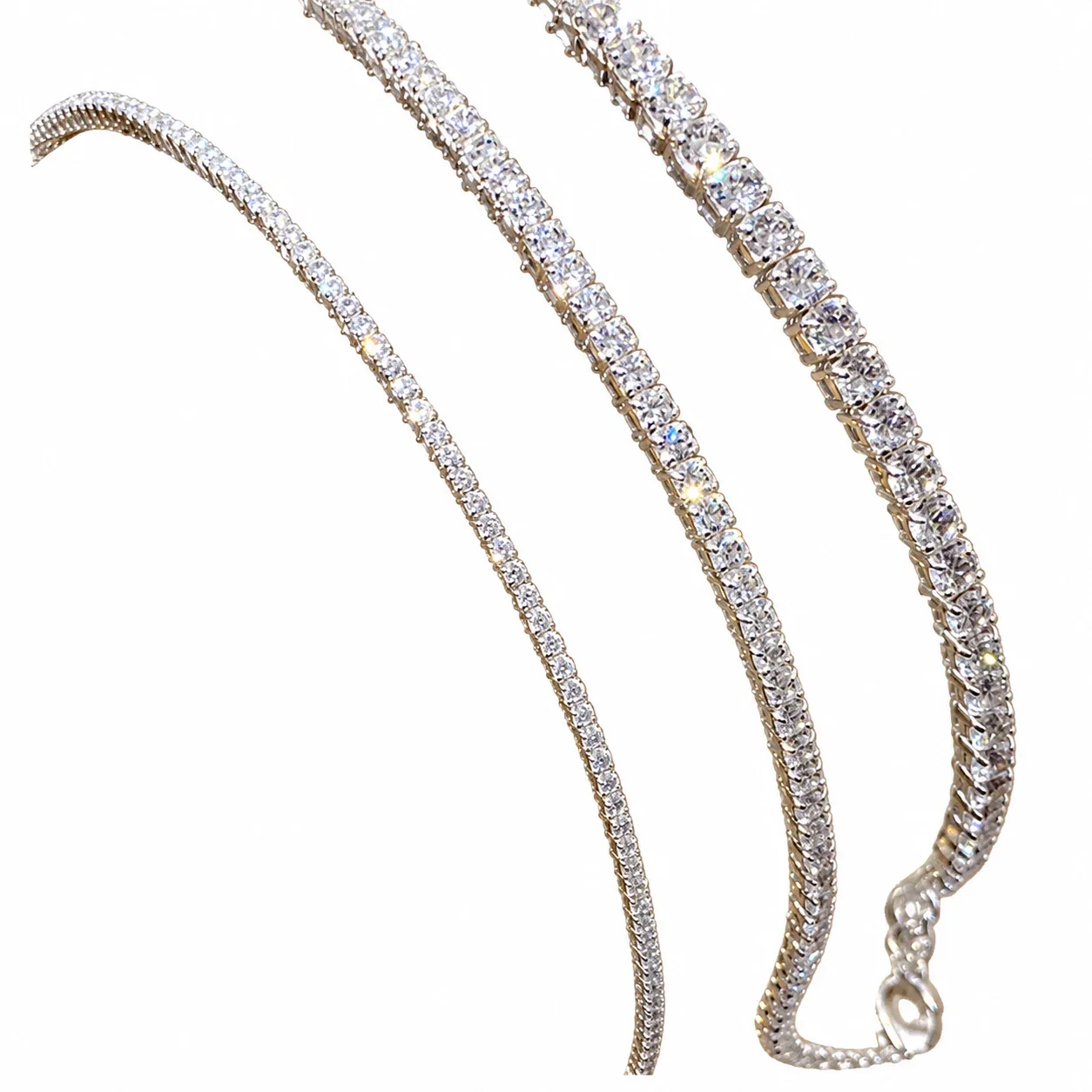 Dazzling Round Clear Stone Prong-Set 925 Sterling Silver Bracelet