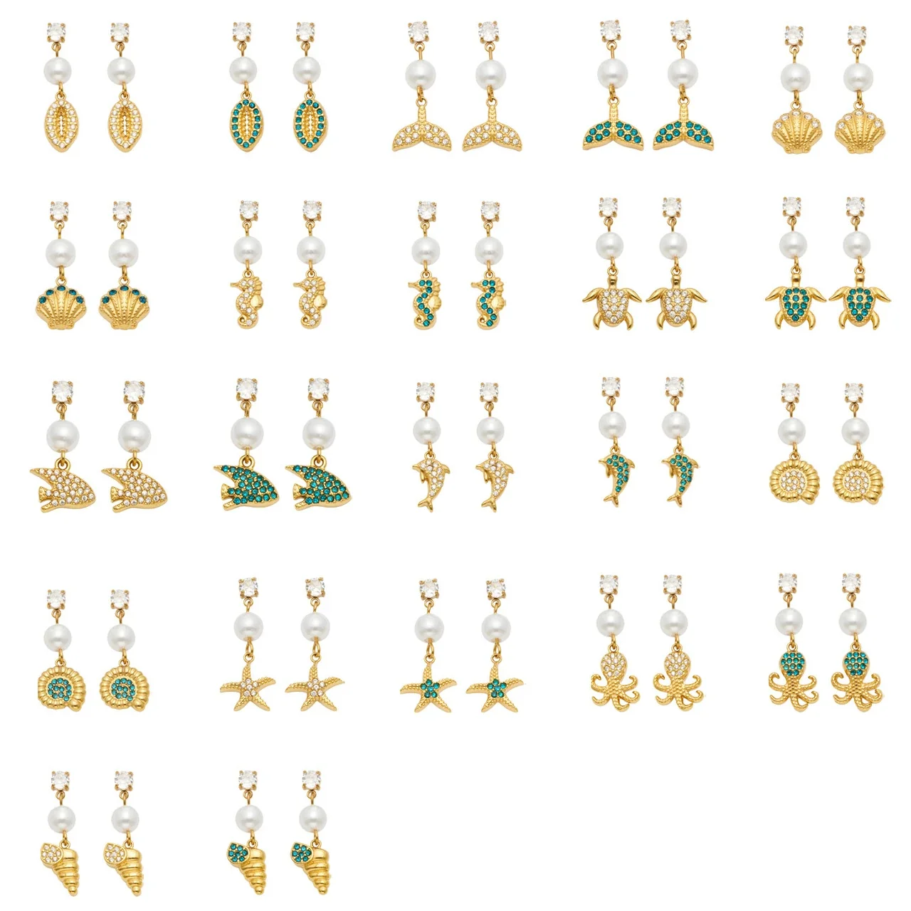 Marine Pearl-Effect 18K Gold-Plated Drop Earrings