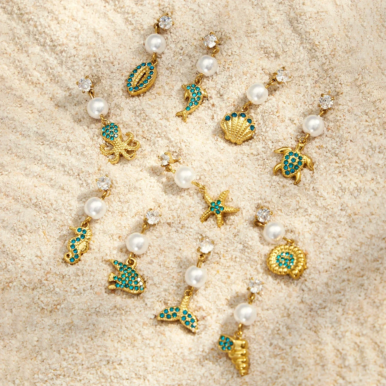 Marine Pearl-Effect 18K Gold-Plated Drop Earrings