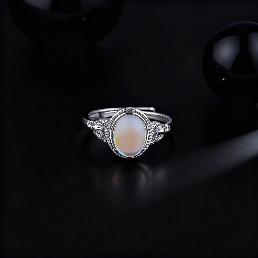 Ornate 925 Sterling Silver Oval Bezel Floral Open Ring