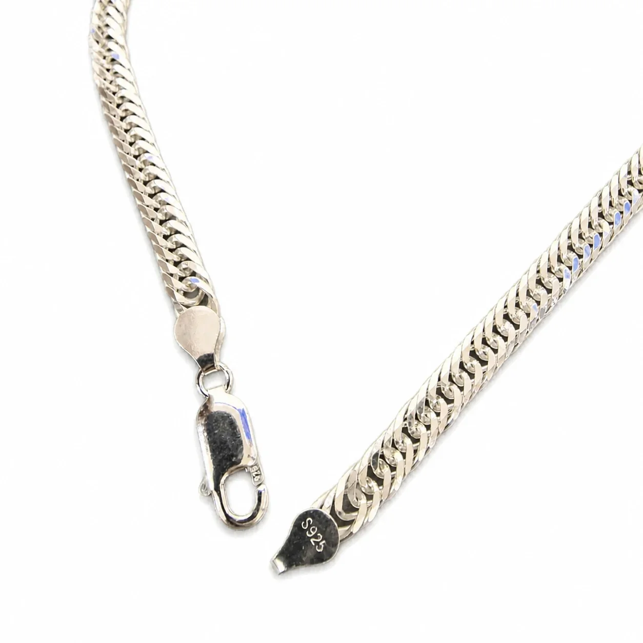 Faceted Curb 925 Sterling Silver 5mm Chain Necklace