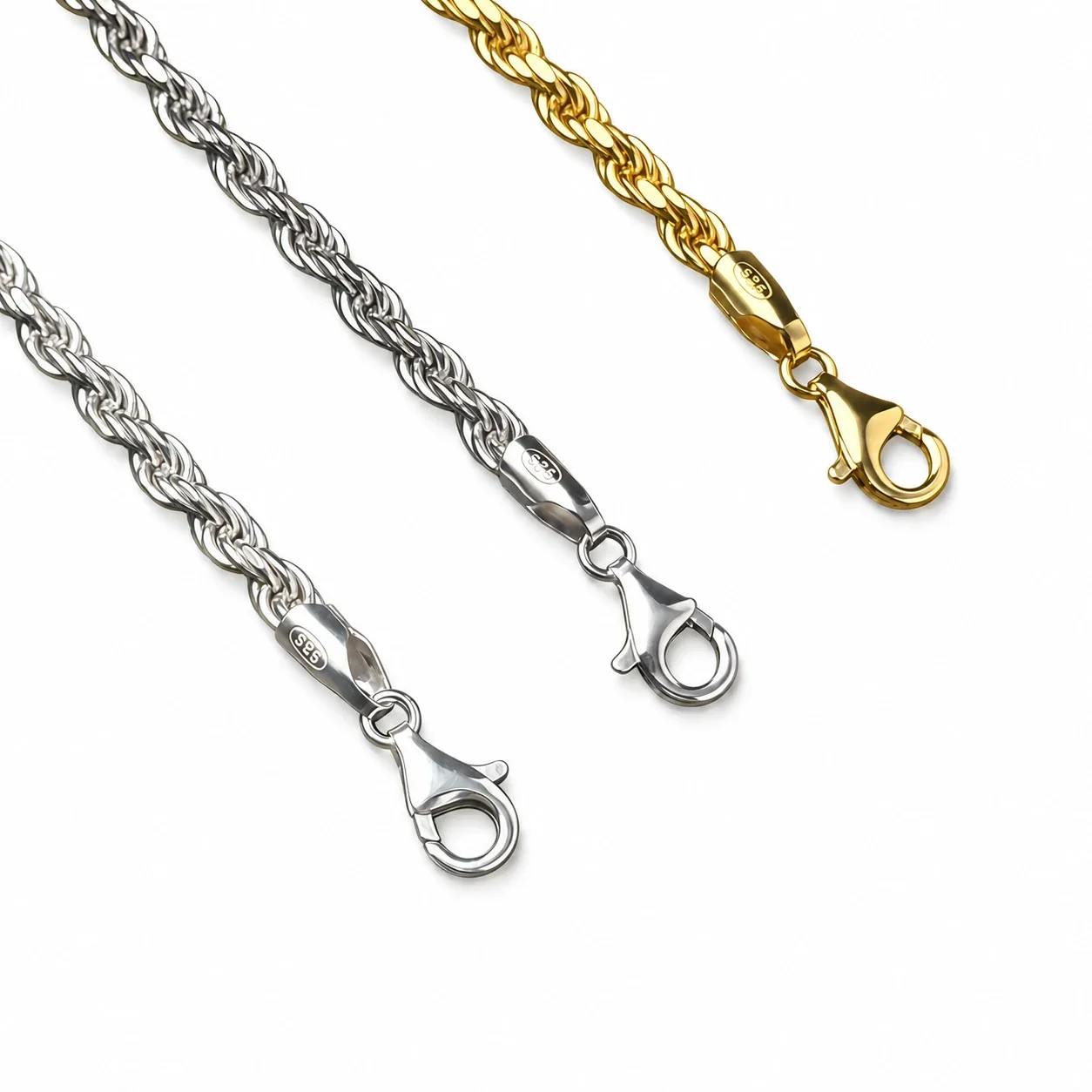 Sculpted Braided Rope Lobster Clasp 925 Sterling Silver Bracelet