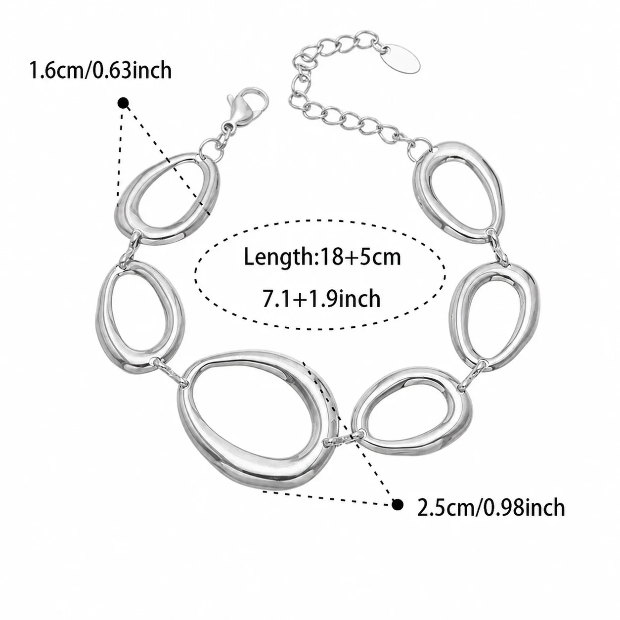 Sculptural Oval Link Stainless Steel Jewelry Set - Gold 18+5 cm