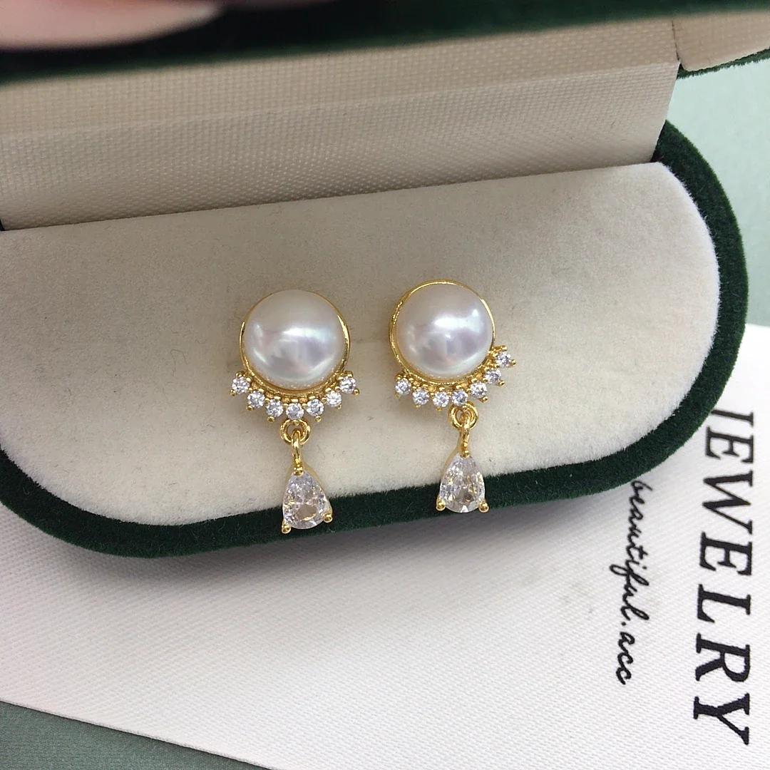 Luminous Bezel Pearl Pavé Arc Teardrop Earrings