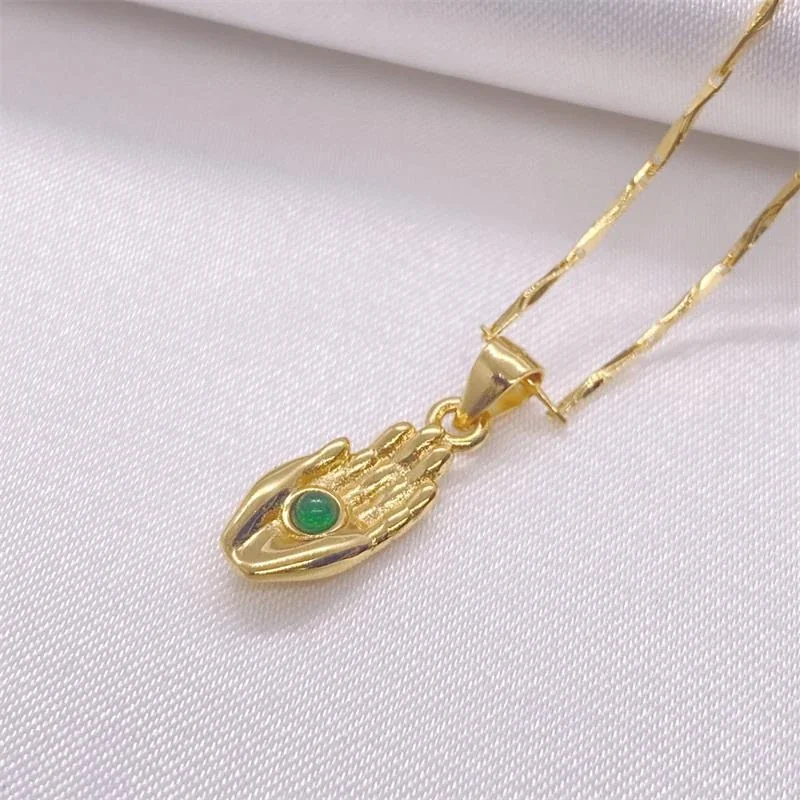 Sculptural 925 sterling silver Hand Bezel-Set Green Crystal Pendant