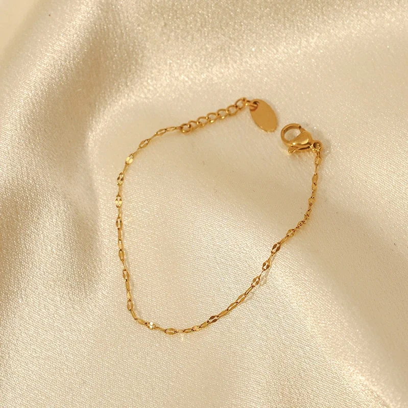 Delicate Gold-Plated Stainless Steel Oval Link Extender Bracelet