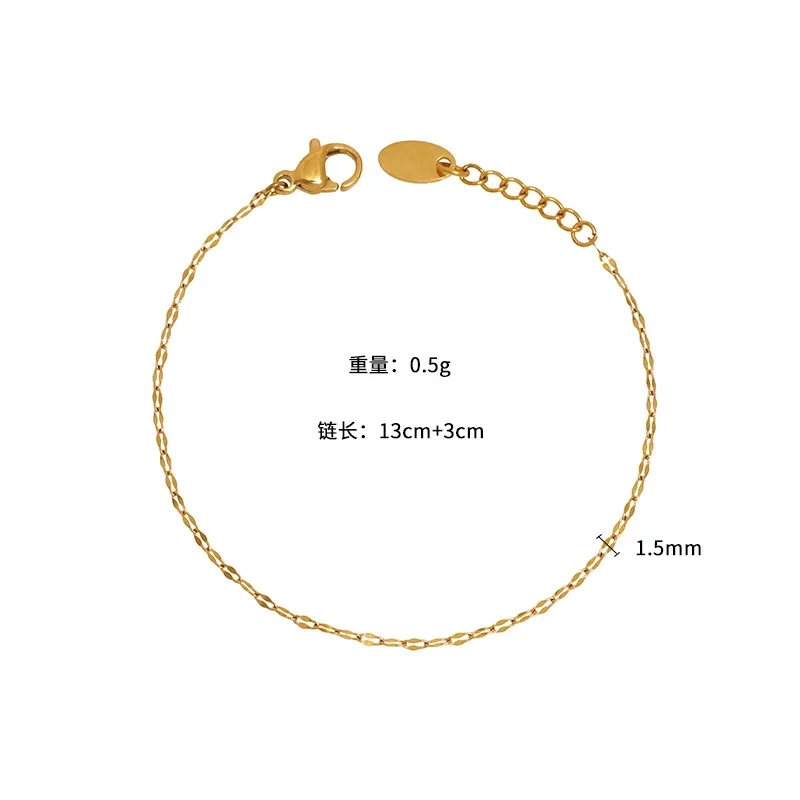 Delicate Gold-Plated Stainless Steel Oval Link Extender Bracelet - Gold