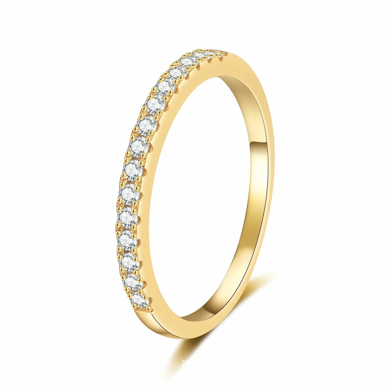 Refined Gold-Plated Pavé Moissanite 925 Sterling Silver Ring