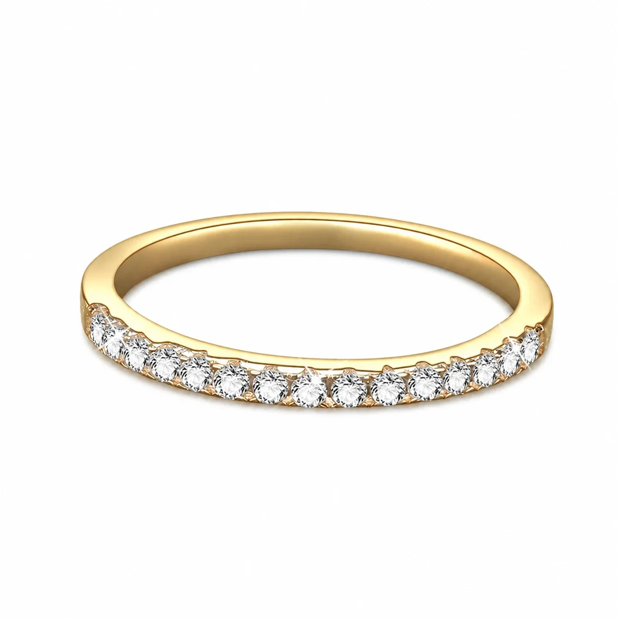 Refined Gold-Plated Pavé Moissanite 925 Sterling Silver Ring