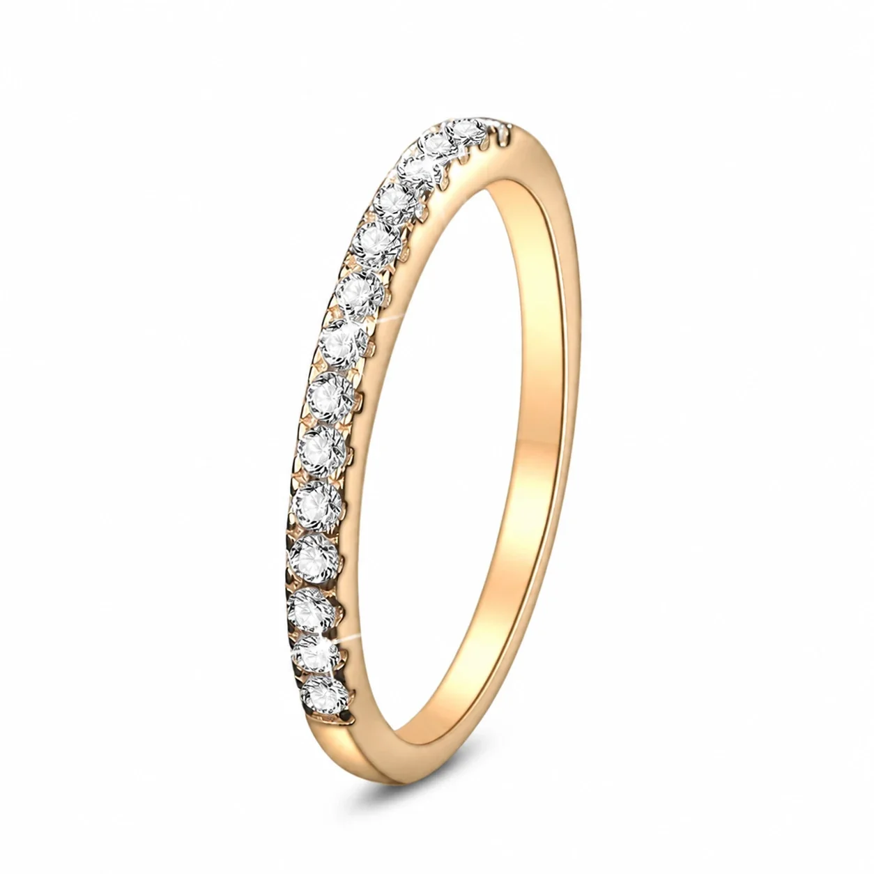 Refined Gold-Plated Pavé Moissanite 925 Sterling Silver Ring