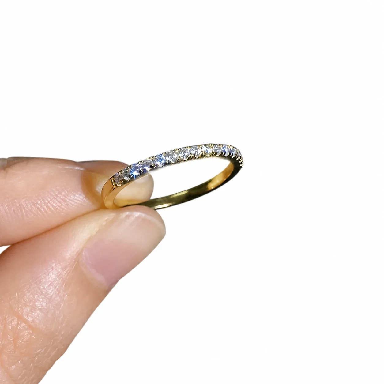Refined Gold-Plated Pavé Moissanite 925 Sterling Silver Ring