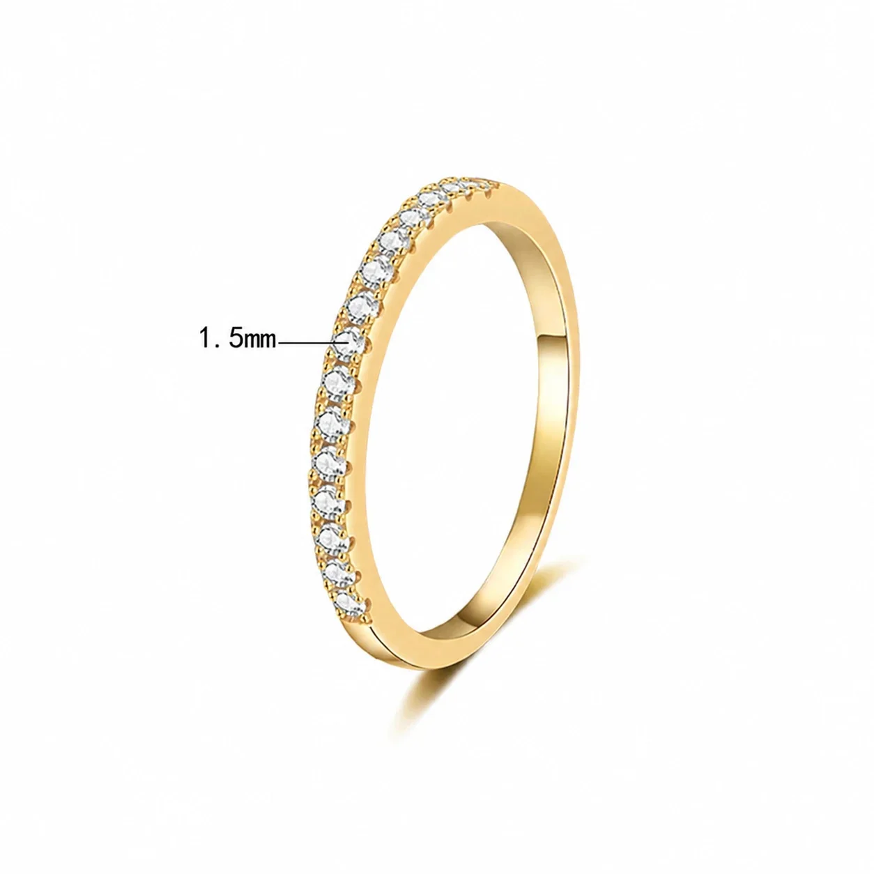 Refined Gold-Plated Pavé Moissanite 925 Sterling Silver Ring - Gold