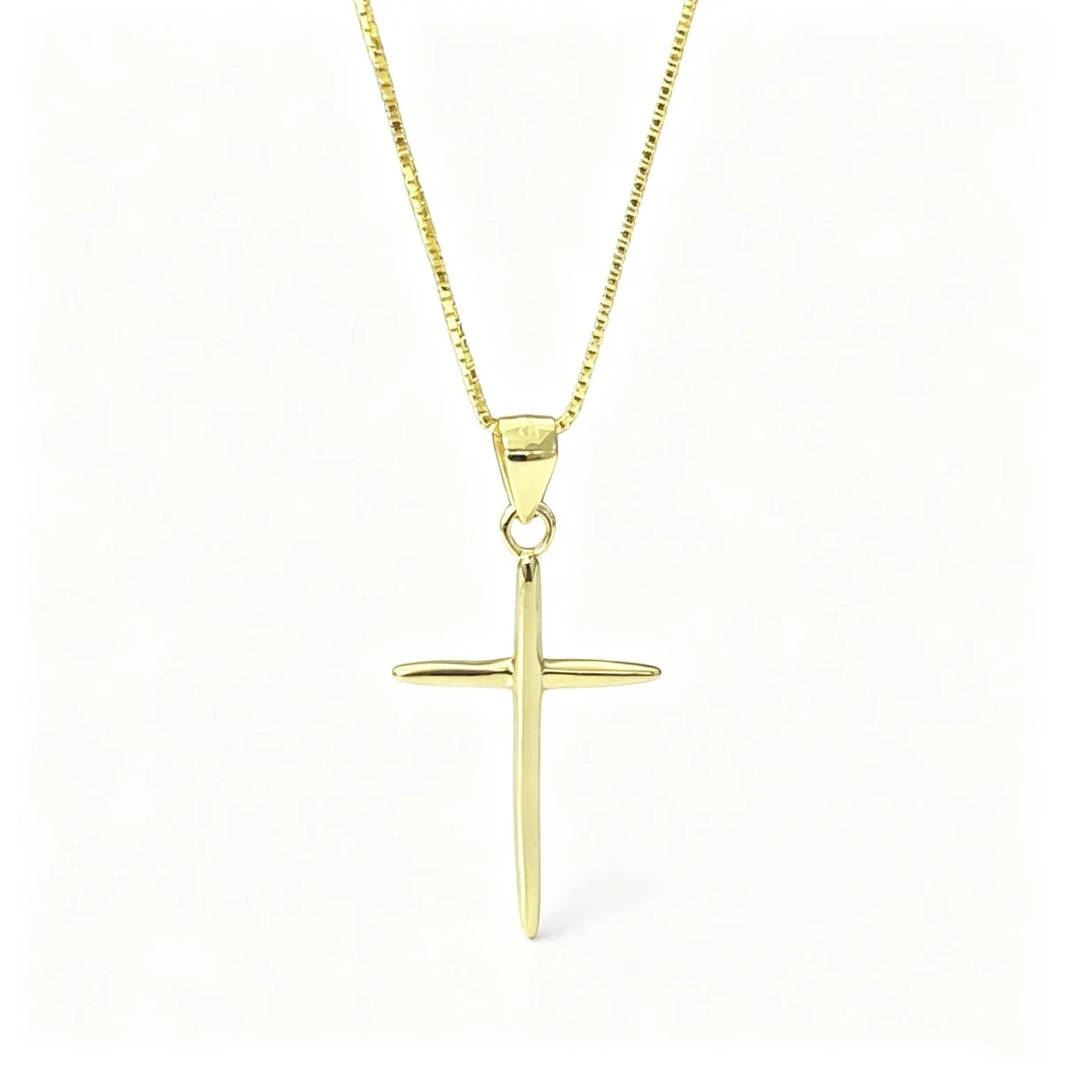 Sleek 925 sterling silver Polished Tapered Cross Necklace