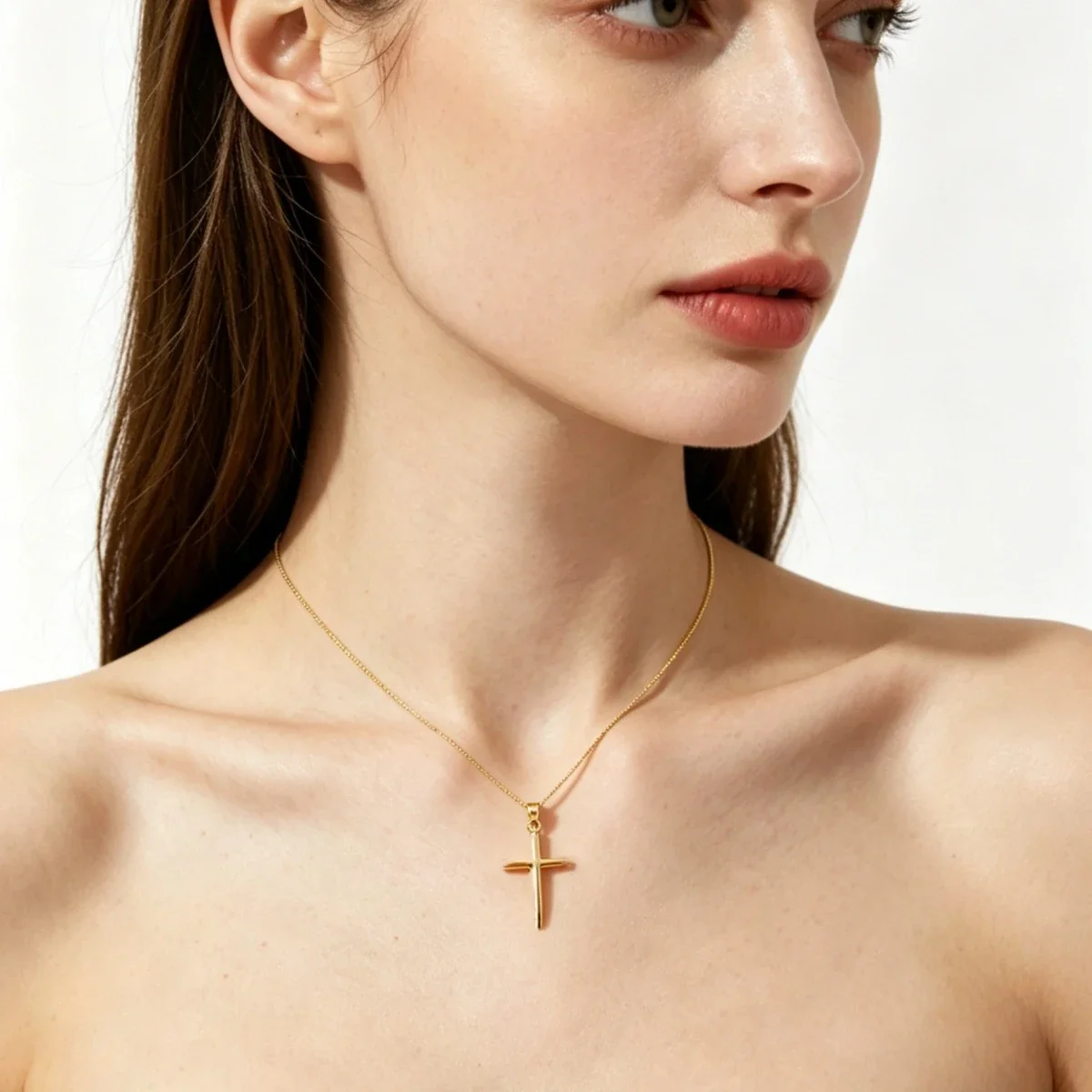 Sleek 925 sterling silver Polished Tapered Cross Necklace