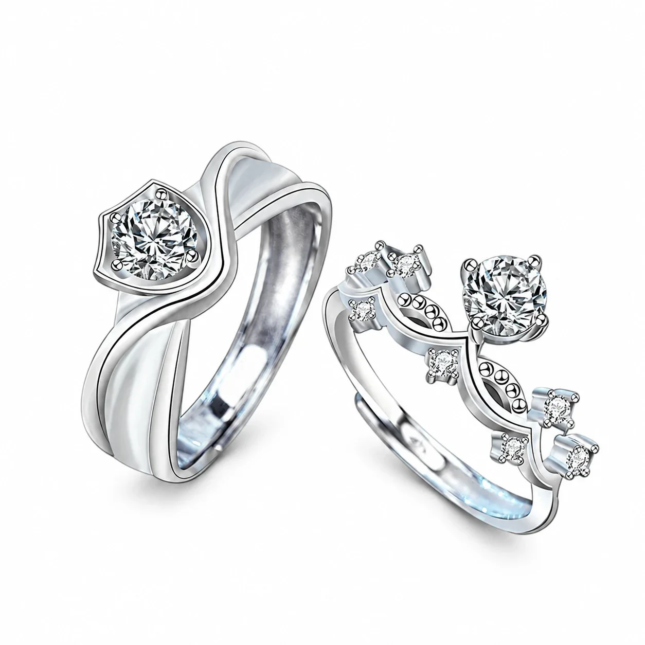 Crown and Shield Moissanite 925 Sterling Silver Rings