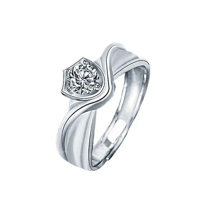 Crown and Shield Moissanite 925 Sterling Silver Rings - Men's - Silver, Enhanced Edition