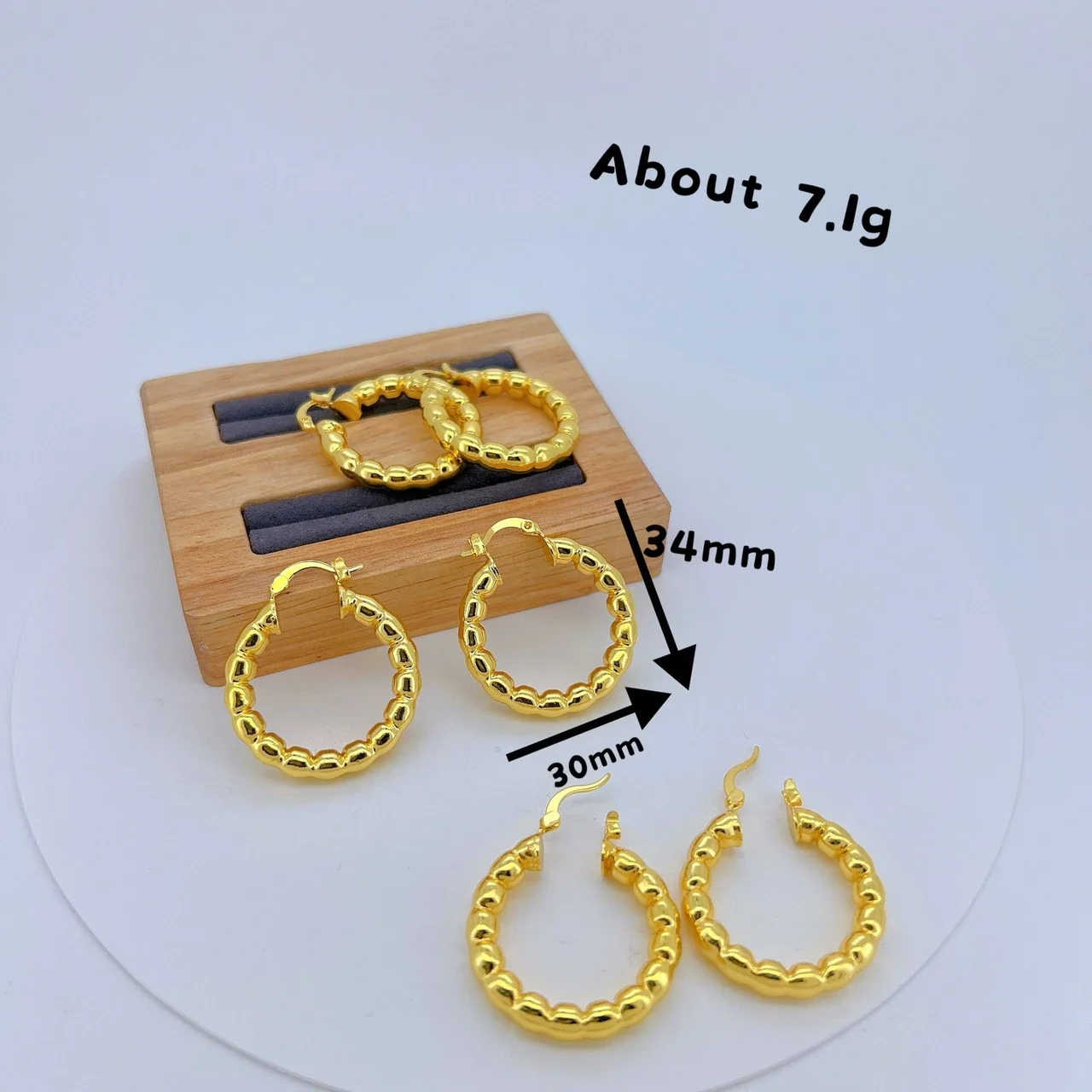 Sculptural Copper Beaded Hoop Gold-Plated Earrings