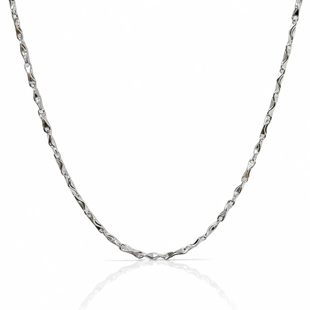 Twisted Leaf-Link Electroplated 925 Sterling Silver Chain Necklace