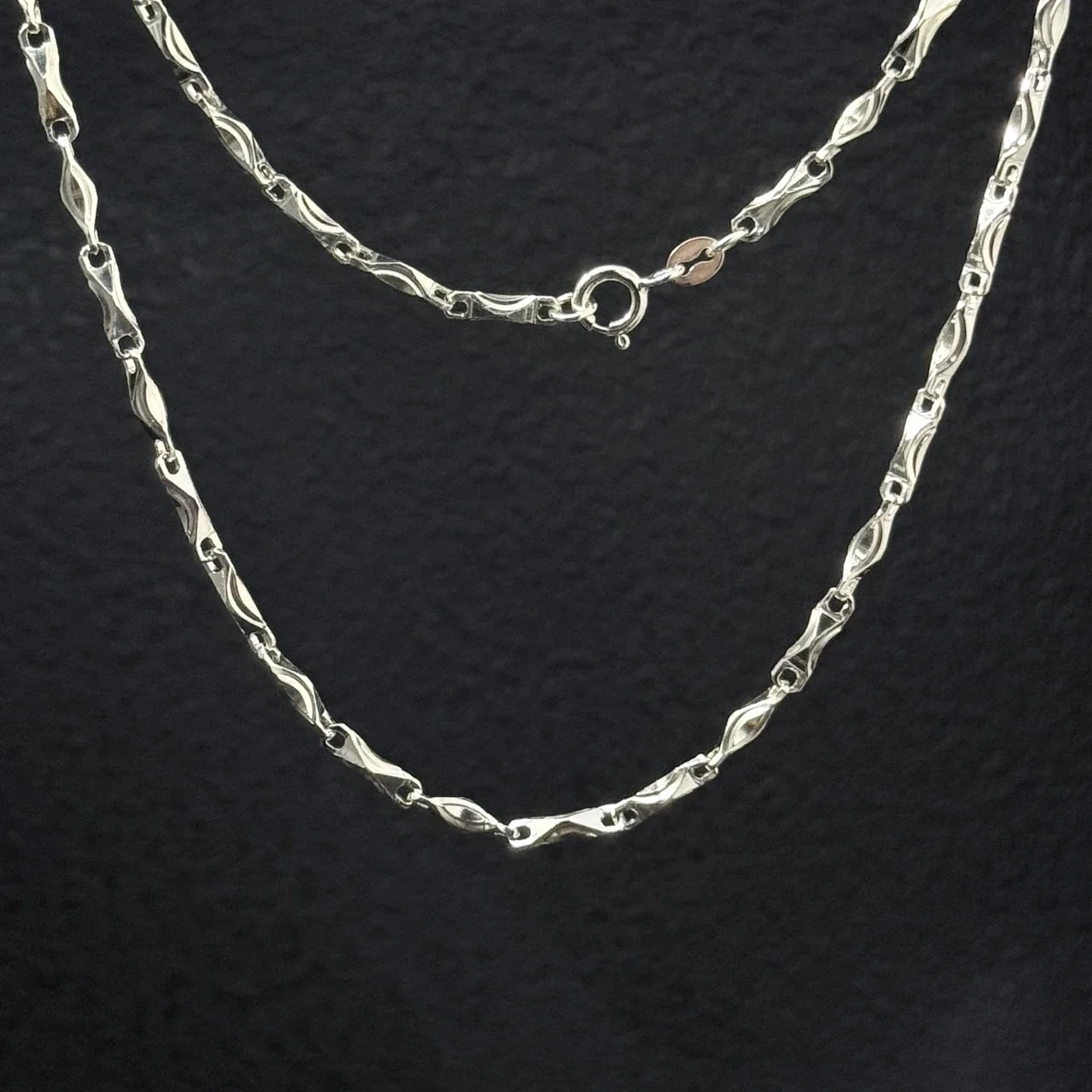 Twisted Leaf-Link Electroplated 925 Sterling Silver Chain Necklace