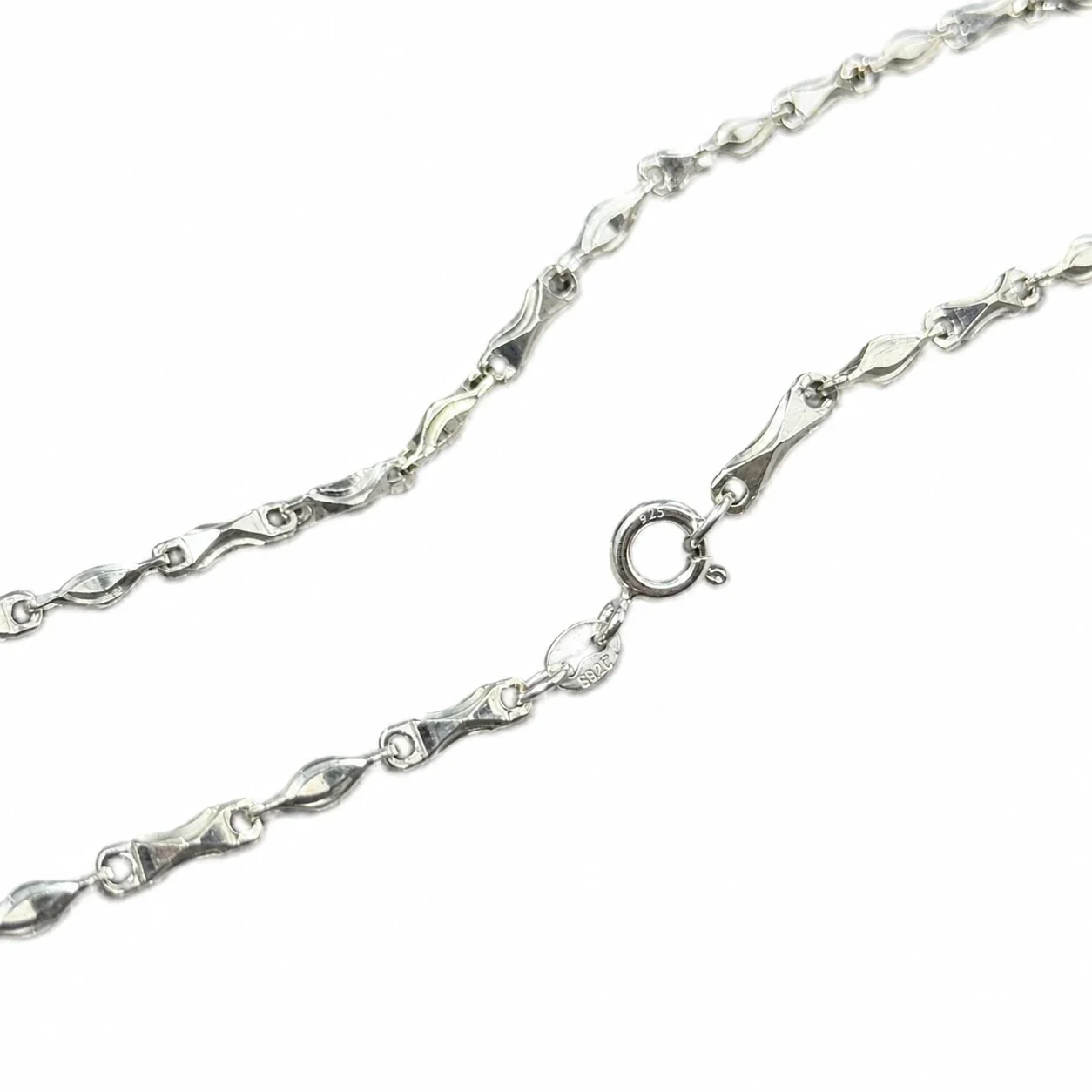 Twisted Leaf-Link Electroplated 925 Sterling Silver Chain Necklace