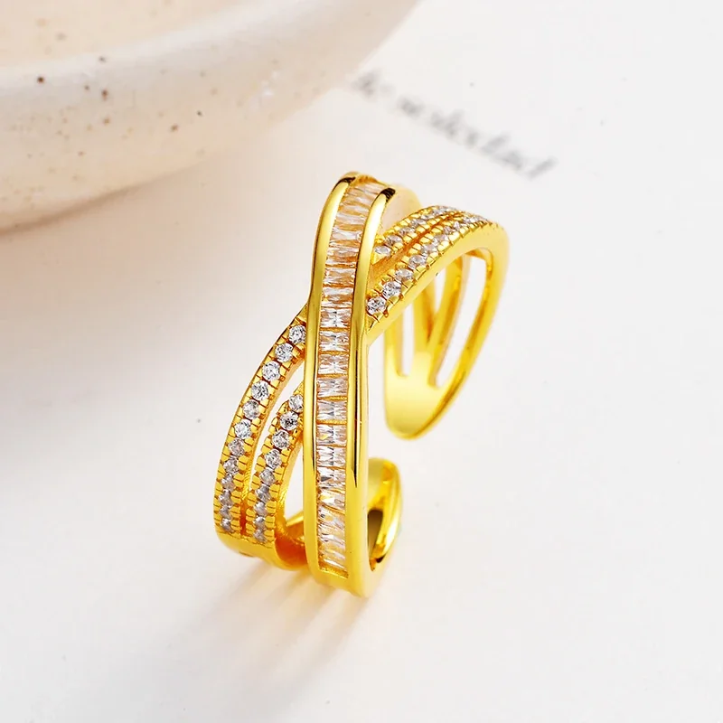 Sculptural 925 Sterling Silver Baguette Pavé Ring