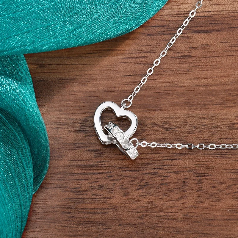 Interlocking Heart Pavé 925 Sterling Silver Necklace
