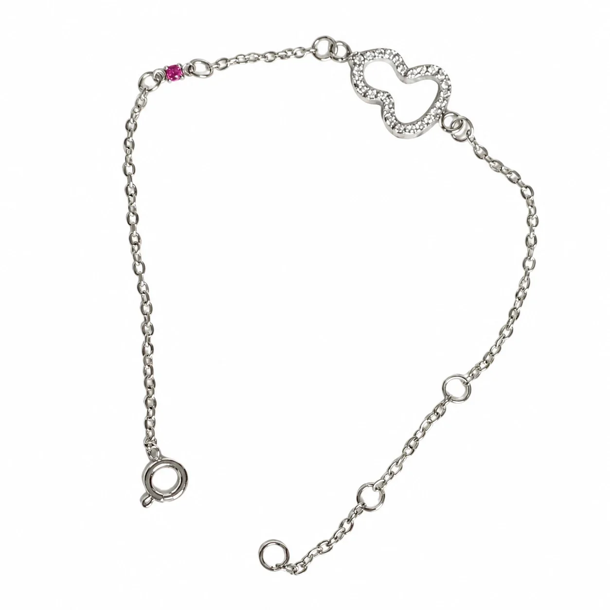 Delicate Stainless Steel Pave Gourd Link Chain Bracelet
