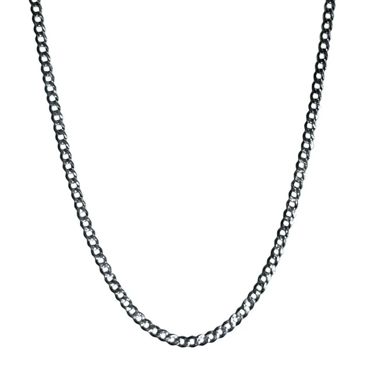 Faceted 925 sterling silver Cuban link lobster Chain Necklace