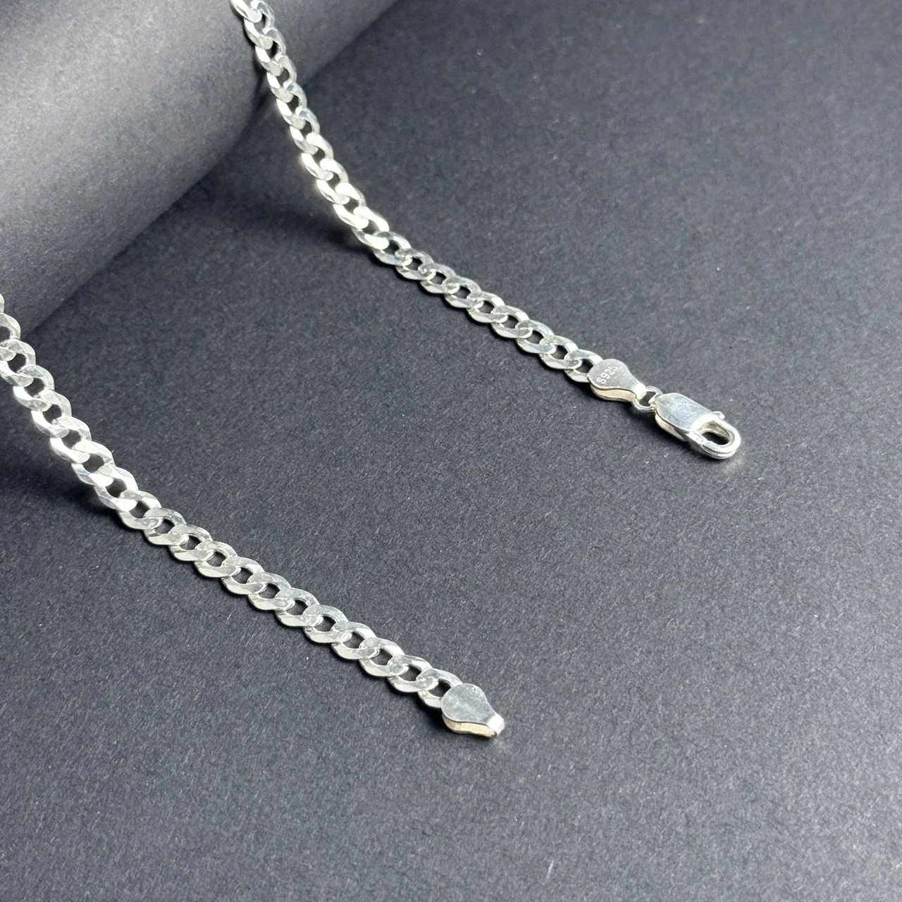 Faceted 925 sterling silver Cuban link lobster Chain Necklace