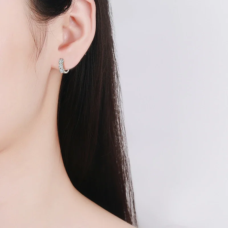 Polished 925 Sterling Silver Triple Round-Prong Hoop Earrings